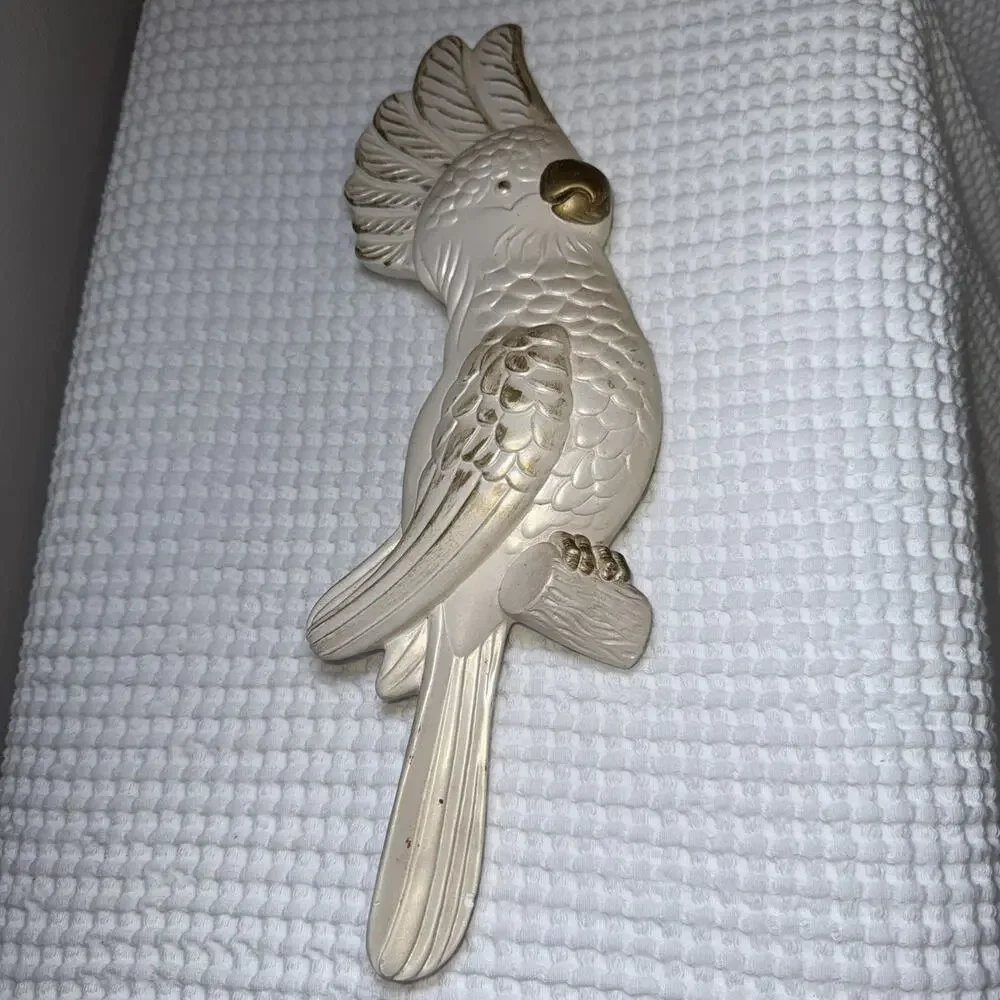Vintage 1973 Miller Studio Cockatoo Wall Plaque 14” Chalkware Bird